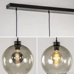 Hanglamp 4-lichts balk zwart + smoke glas 25cm><noscript><img width=