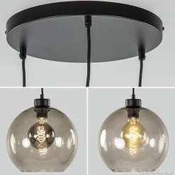 Hanglamp 3-lichts rond glas smoke 25 cm><noscript><img width=
