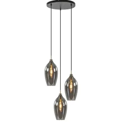 Hanglamp Lukaro 3-L antiek brons + smoke glas>Straluma Sale