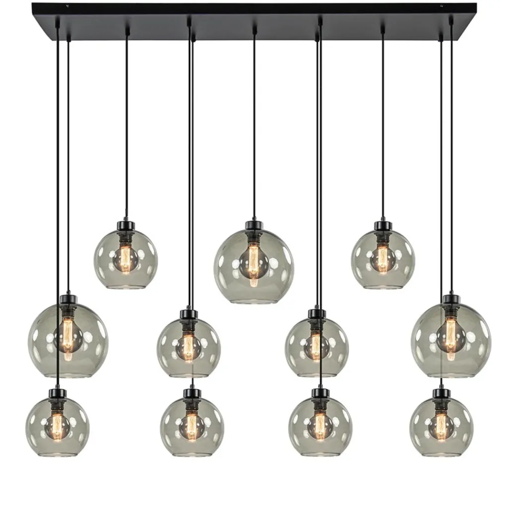 Hanglamp multipendel 11-L zwart smoke glas 20+25cm>Straluma Cheap