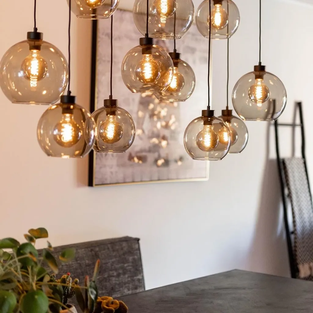 Hanglamp multipendel 11-L zwart smoke glas 20+25cm>Straluma Cheap