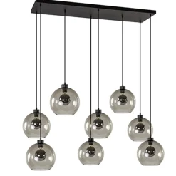 Hanglamp plaat 8-L zwart glas smoke 25cm>Straluma Cheap