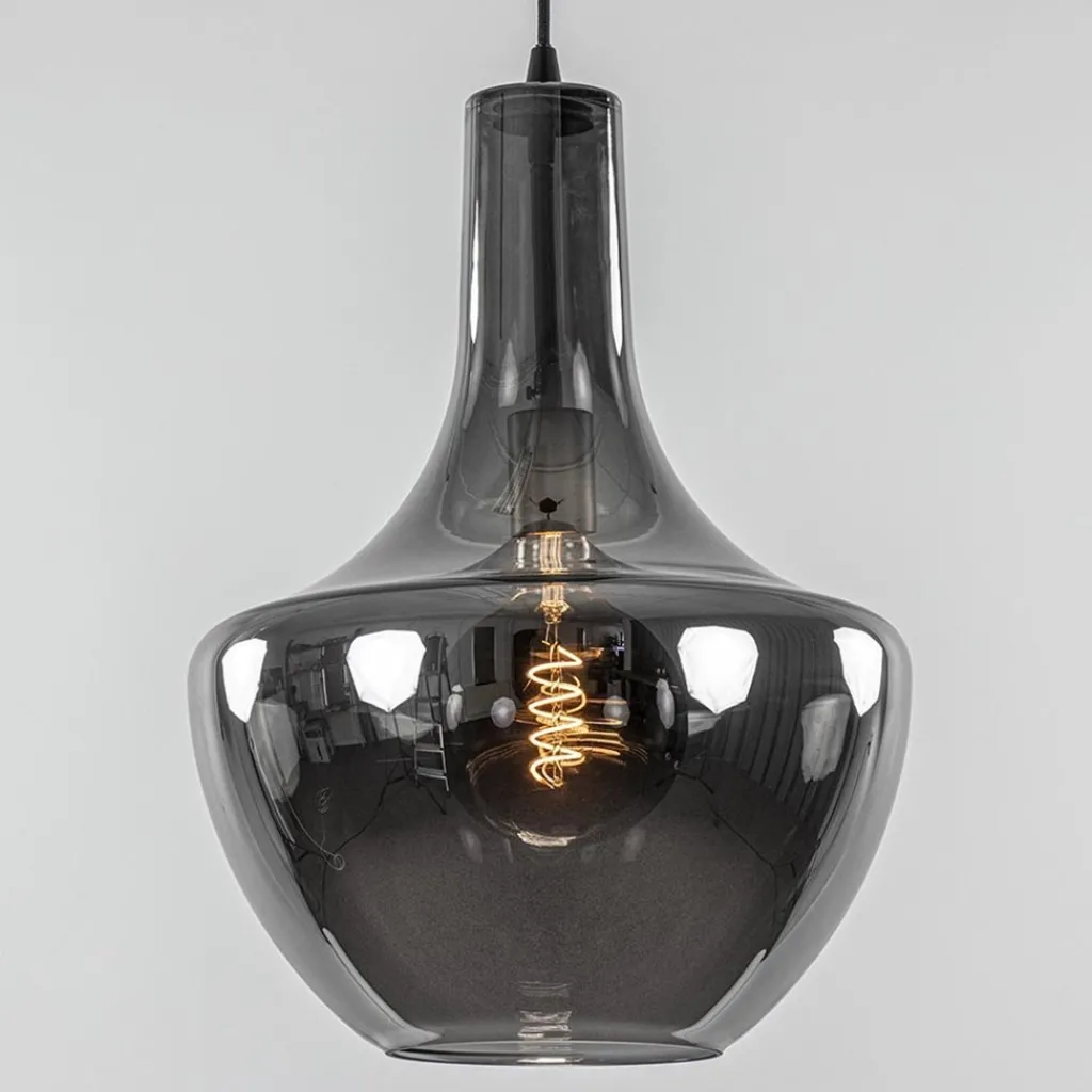 Hanglamp zwart met smoke glazen kap>Straluma Cheap