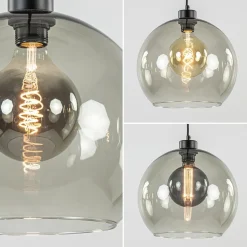 Hanglamp zwart met smoke glas 30cm><noscript><img width=