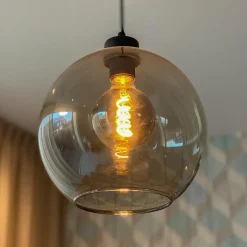 Hanglamp zwart met smoke glas 25cm><noscript><img width=