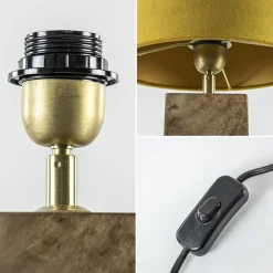 Houten lampvoet Cumani met bronzen fitting><noscript><img width=
