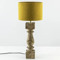 Houten lampvoet Cumani met bronzen fitting><noscript><img width=