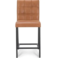 Industriële barkruk met cognac lederen zitting>Straluma Outlet