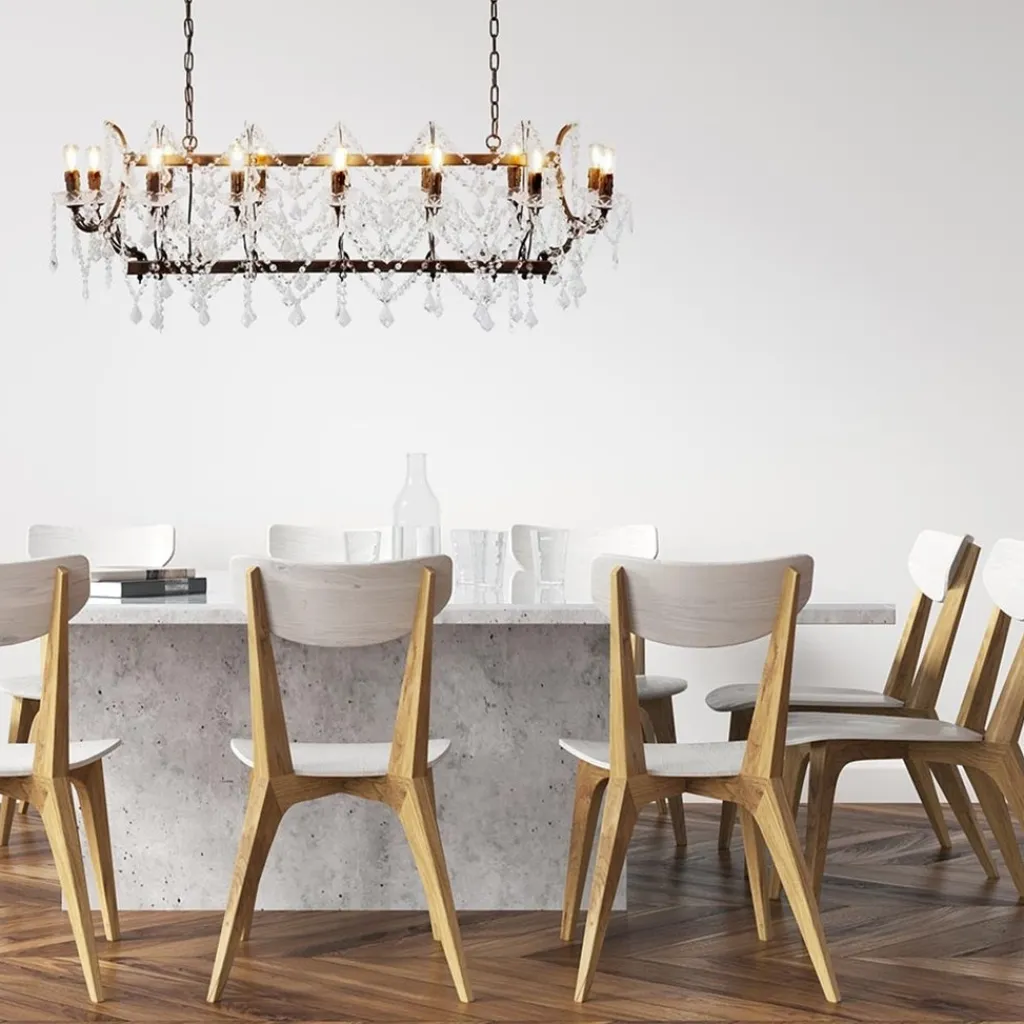Klassieke eettafelhanglamp met kristal>Straluma New