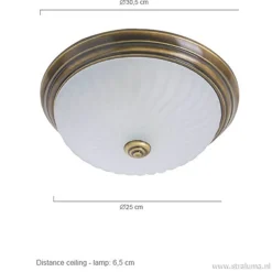 klassieke plafonnière Brons/glas><noscript><img width=