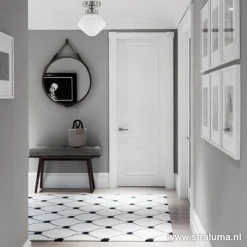 Kleine plafonnière staal met wit glas><noscript><img width=