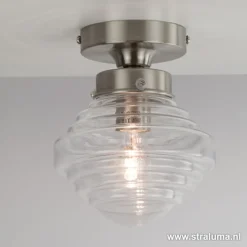 Kleine stalen plafondlamp glas helder>Straluma Sale