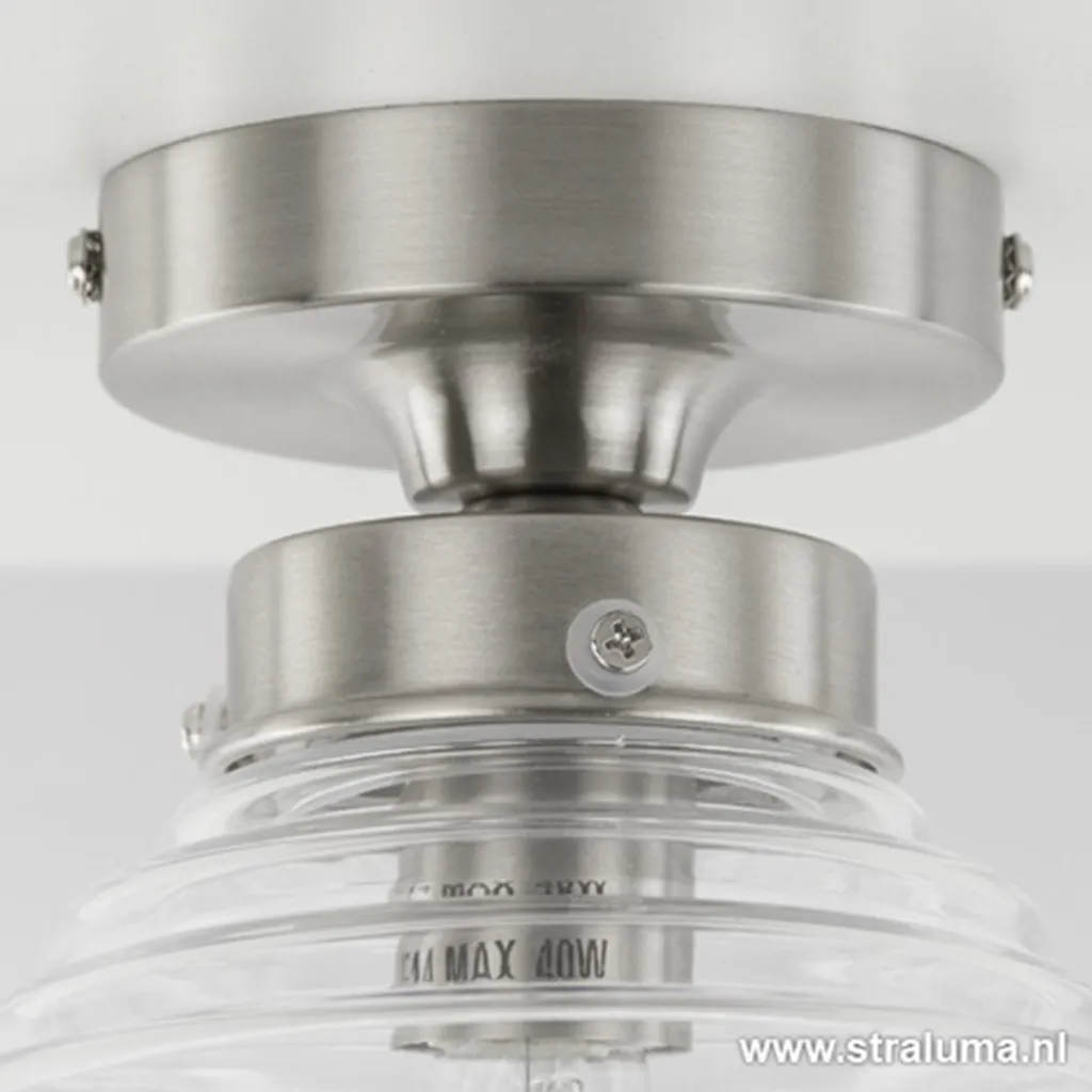Kleine stalen plafondlamp glas helder>Straluma Sale
