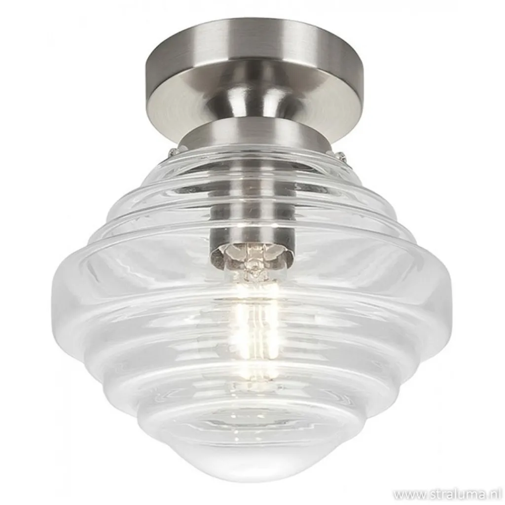 Kleine stalen plafondlamp glas helder>Straluma Sale