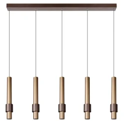 Landelijke 5-lichts LED hanglamp cilinders bruin>Straluma Flash Sale
