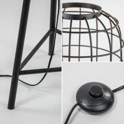 Landelijke vloerlamp Toah mat zwart met brons><noscript><img width=