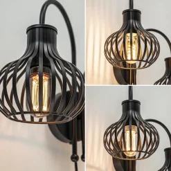 2-Lichts draad wandlamp mat zwart><noscript><img width=