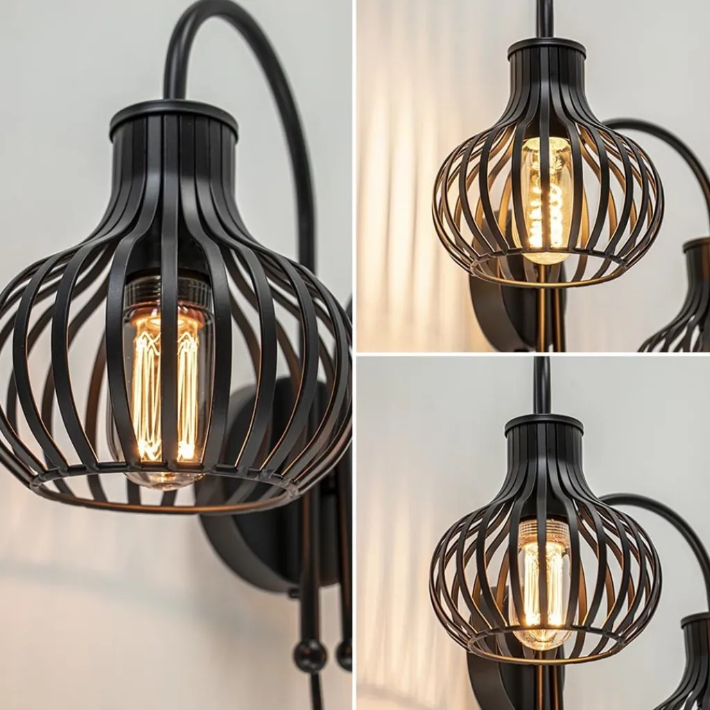 2-Lichts draad wandlamp mat zwart>Straluma Discount
