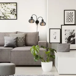 2-Lichts draad wandlamp mat zwart><noscript><img width=
