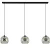 3-Lichts eettafelhanglamp met smoke glazen bollen>Straluma Online
