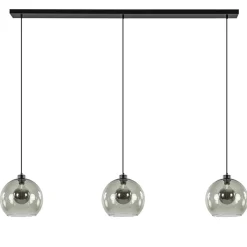 3-Lichts eettafelhanglamp met smoke glazen bollen>Straluma Online
