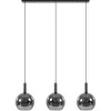 3-Lichts eettafelhanglamp mat zwart met smoke glas 30 cm>Straluma Discount
