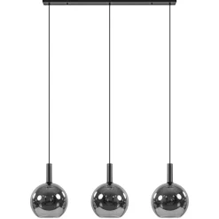 3-Lichts eettafelhanglamp mat zwart met smoke glas 30 cm>Straluma Discount