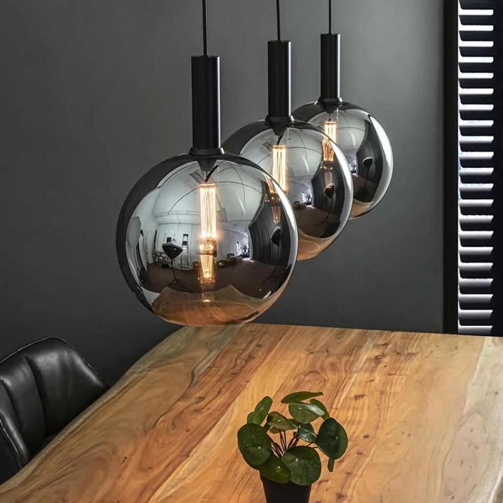 3-Lichts eettafelhanglamp mat zwart met smoke glas 30 cm>Straluma Discount