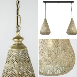 2-Lichts eettafelhanglamp mat goud/zwart oriental><noscript><img width=