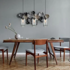 3-Lichts eettafelhanglamp smoke glas cilinder><noscript><img width=