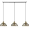 3-Lichts eettafelhanglamp zwart met rotan kappen>Straluma Discount