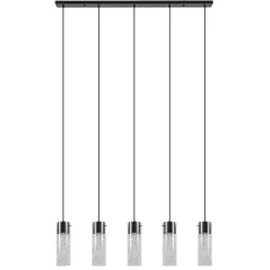 5-Lichts hanglamp cilinder helder glas met zwart>Straluma Cheap
