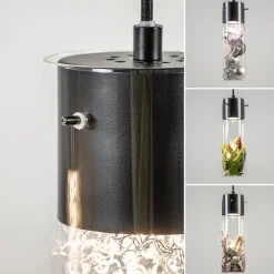 5-Lichts hanglamp cilinder helder glas met zwart><noscript><img width=