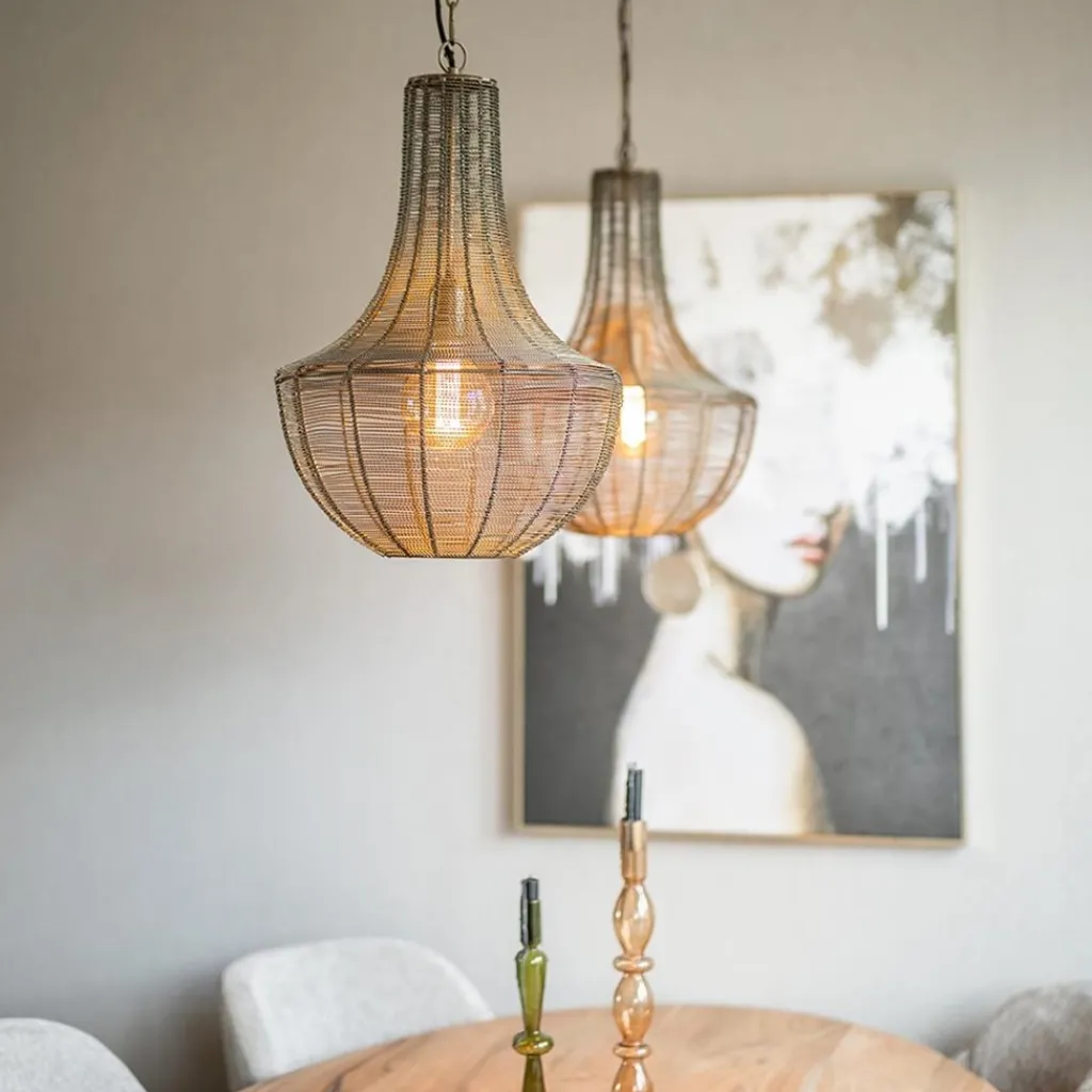 2-Lichts hanglamp Khedira mat zwart/brons>Straluma Shop