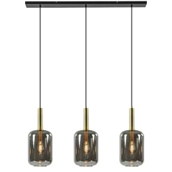 3-Lichts hanglamp Lekar antiek brons met smoke glas>Straluma Cheap