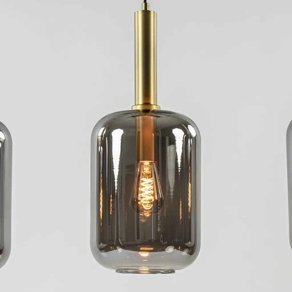3-Lichts hanglamp Lekar antiek brons met smoke glas>Straluma Cheap