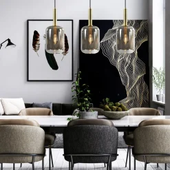 3-Lichts hanglamp Lekar antiek brons met smoke glas><noscript><img width=