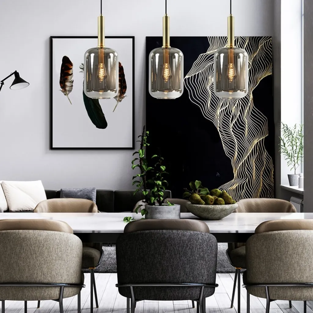 3-Lichts hanglamp Lekar antiek brons met smoke glas>Straluma Cheap