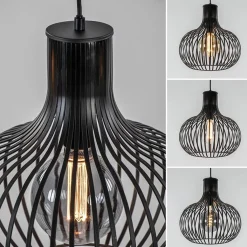 2-Lichts hanglamp met mat zwarte draad kappen><noscript><img width=