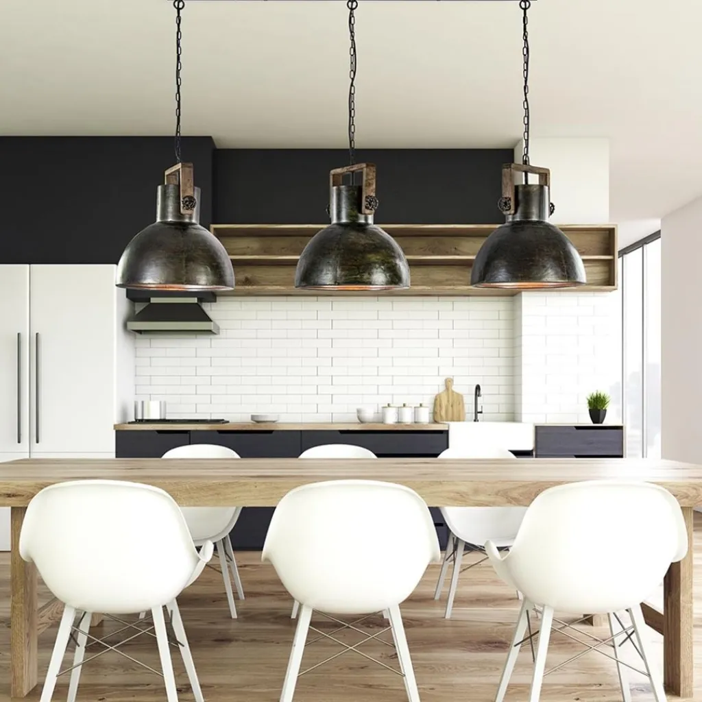 3-Lichts hanglamp Shelly landelijk metaal met hout>Straluma Best