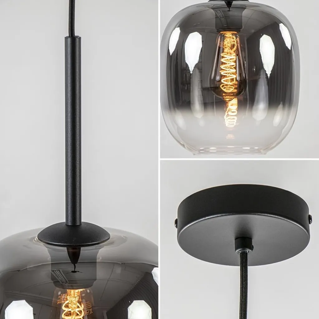 1-Lichts hanglamp zwart met smoke/helder glas>Straluma Outlet