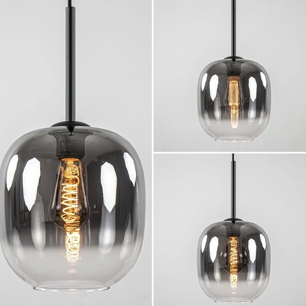 1-Lichts hanglamp zwart met smoke/helder glas>Straluma Outlet