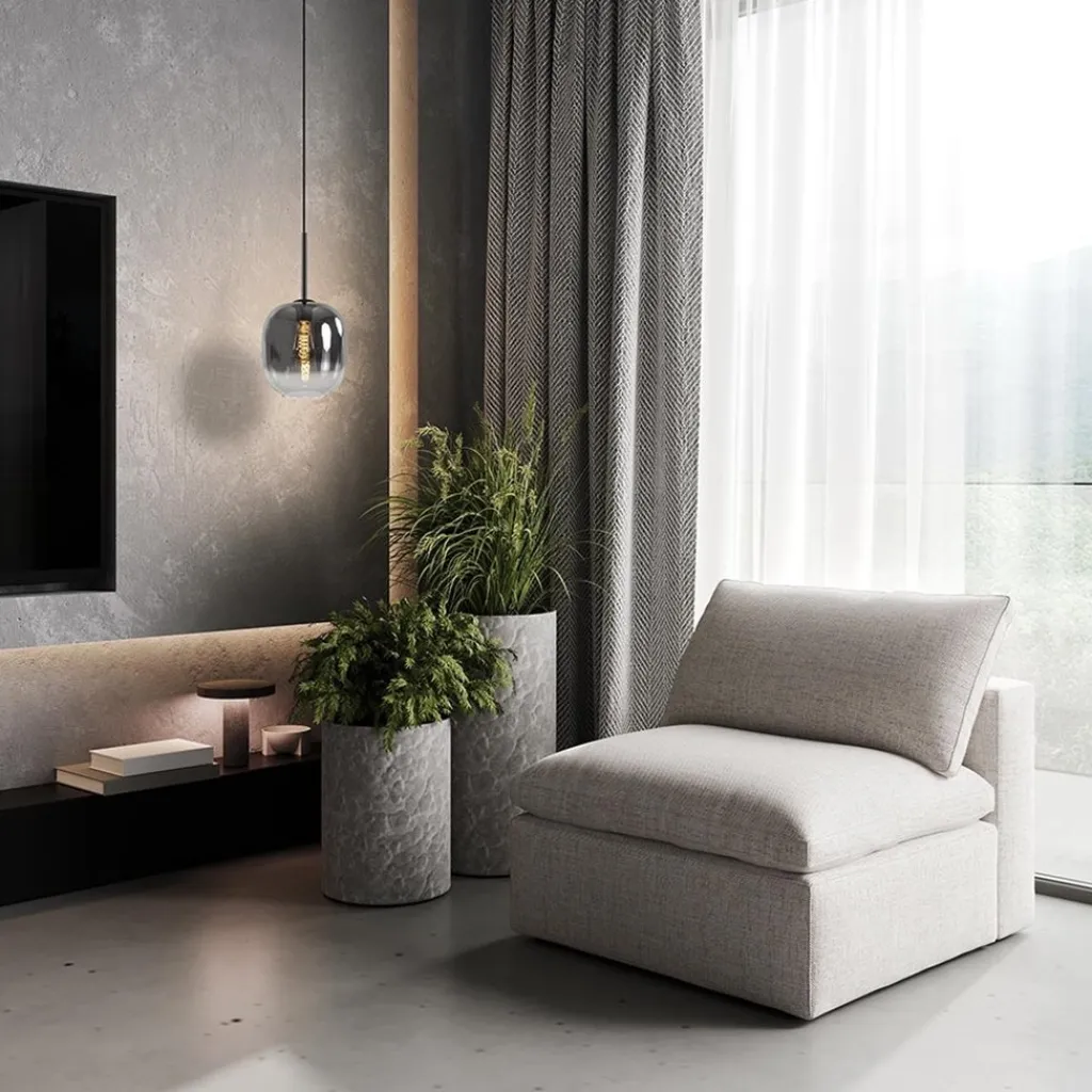 1-Lichts hanglamp zwart met smoke/helder glas>Straluma Outlet