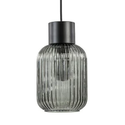 1-Lichts hanglamp zwart met smoke glazen cilinder>Straluma Best Sale