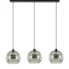 3-Lichts hanglamp zwart met smoke glas>Straluma Hot