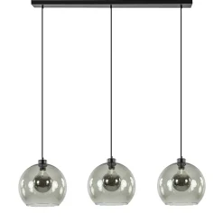 3-Lichts hanglamp zwart met smoke glas>Straluma Hot
