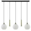 5-Lichts hanglamp zwart-goud met opaal glas>Straluma Fashion