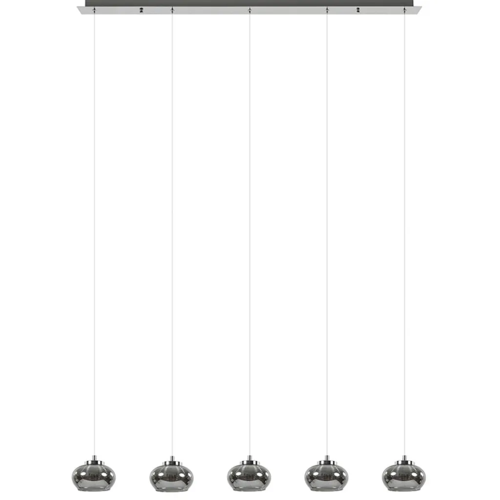 5-Lichts LED eettafelhanglamp smoke glas dimbaar>Straluma New