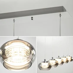5-Lichts LED eettafelhanglamp smoke glas dimbaar><noscript><img width=