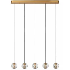 5-Lichts LED eettafelhanglamp goud met glas>Straluma Hot